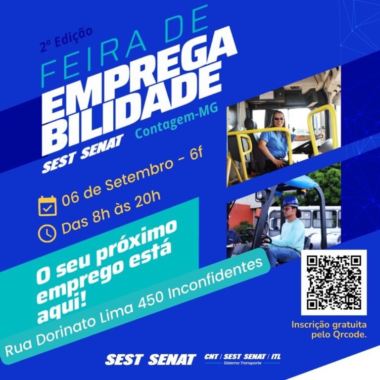 Empresas se reúnem na Feira de Empregabilidade SEST SENAT, em Contagem (MG), voltada à oferta de vagas no setor