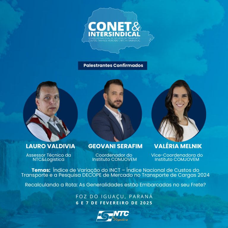 Pesquisas sobre custos do transporte e debate sobre generalidades no frete serão temas da primeira edição do CONET 2025, em Foz do Iguaçu
