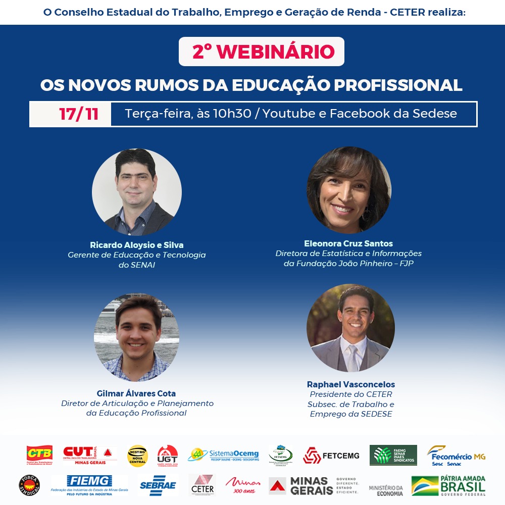 Webinário do Ceter vai abordar os novos rumos da educação profissional