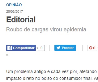 Editorial – Roubo de cargas virou epidemia