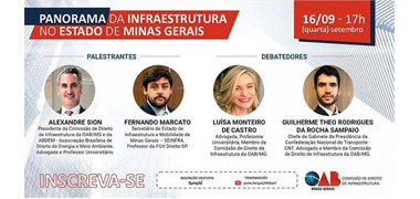 INFRAESTRUTURA NO ESTADO É TEMA DE WEBINAR DA OAB-MG