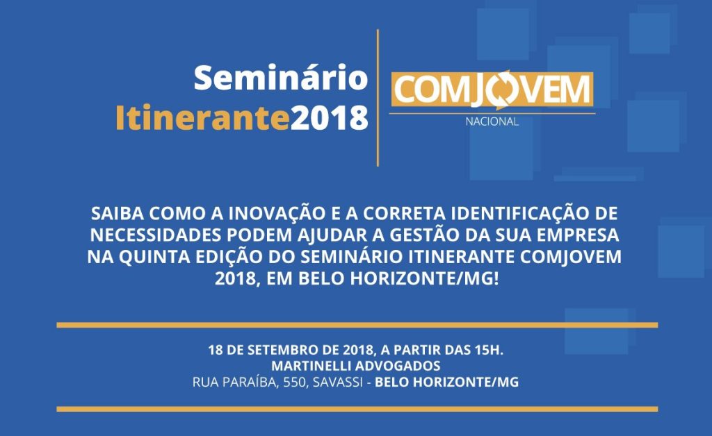 Ainda dá tempo de participar do Seminário da ComJovem BH