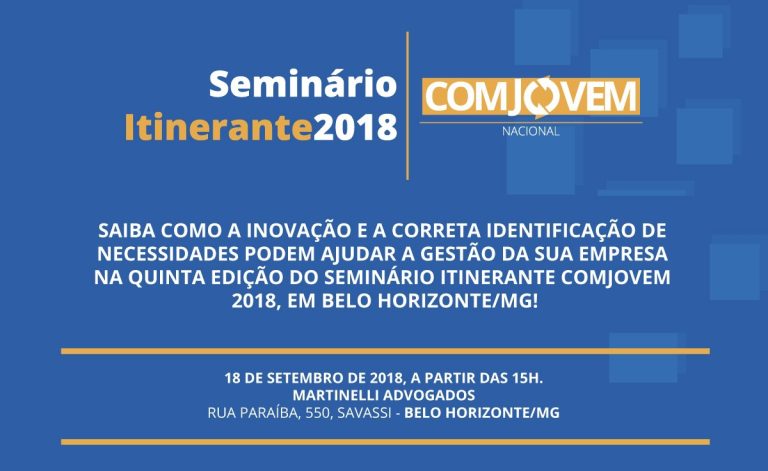 Ainda dá tempo de participar do Seminário da ComJovem BH